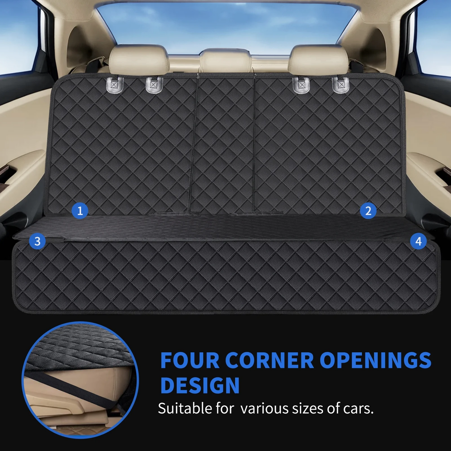 Adjustable Extra Large Pet Car Seat Cover with Waterproof and Non-Slip for Pets