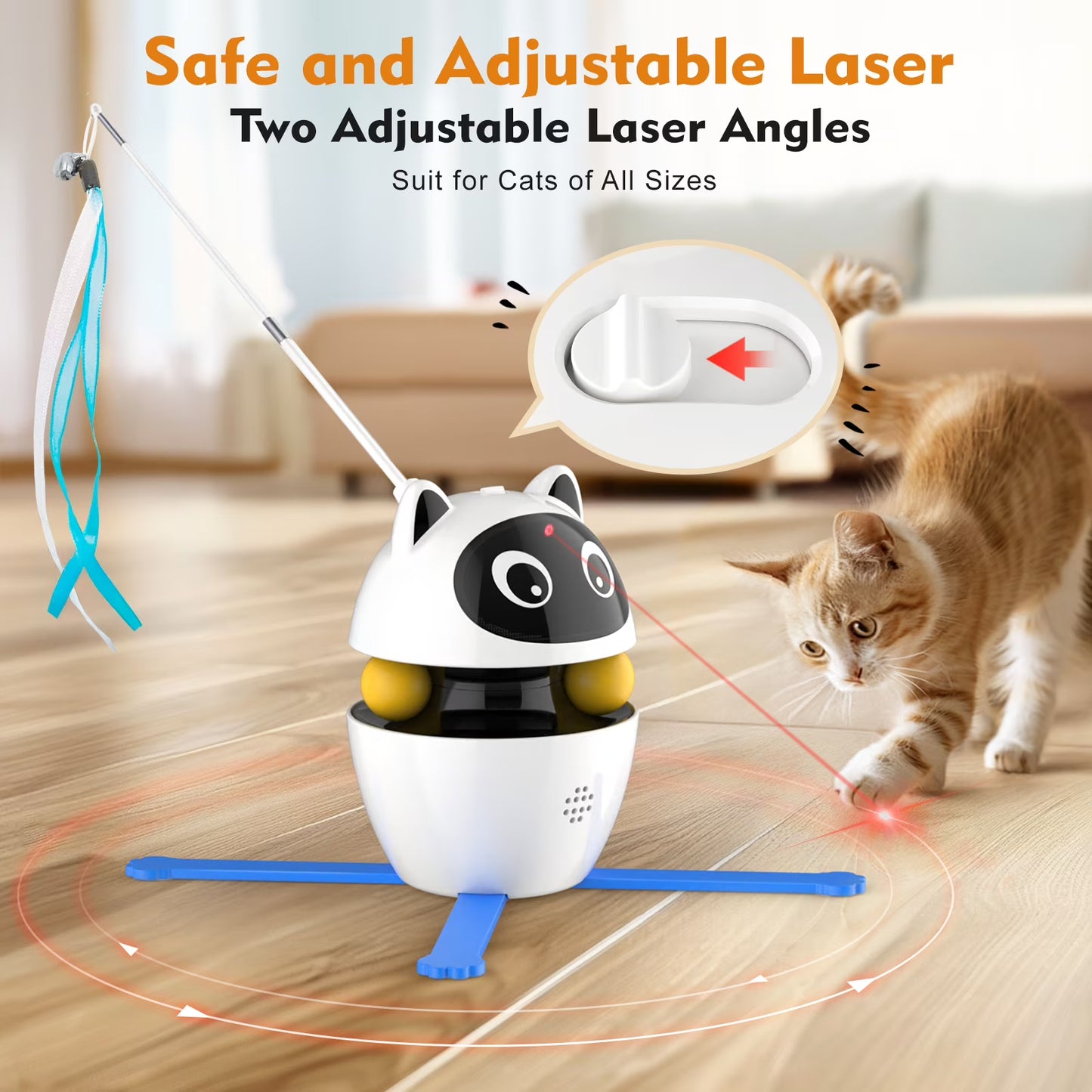 Cornmi Indoor Automatic Cat Toy with Laser, Feather, and Rechargeable Features