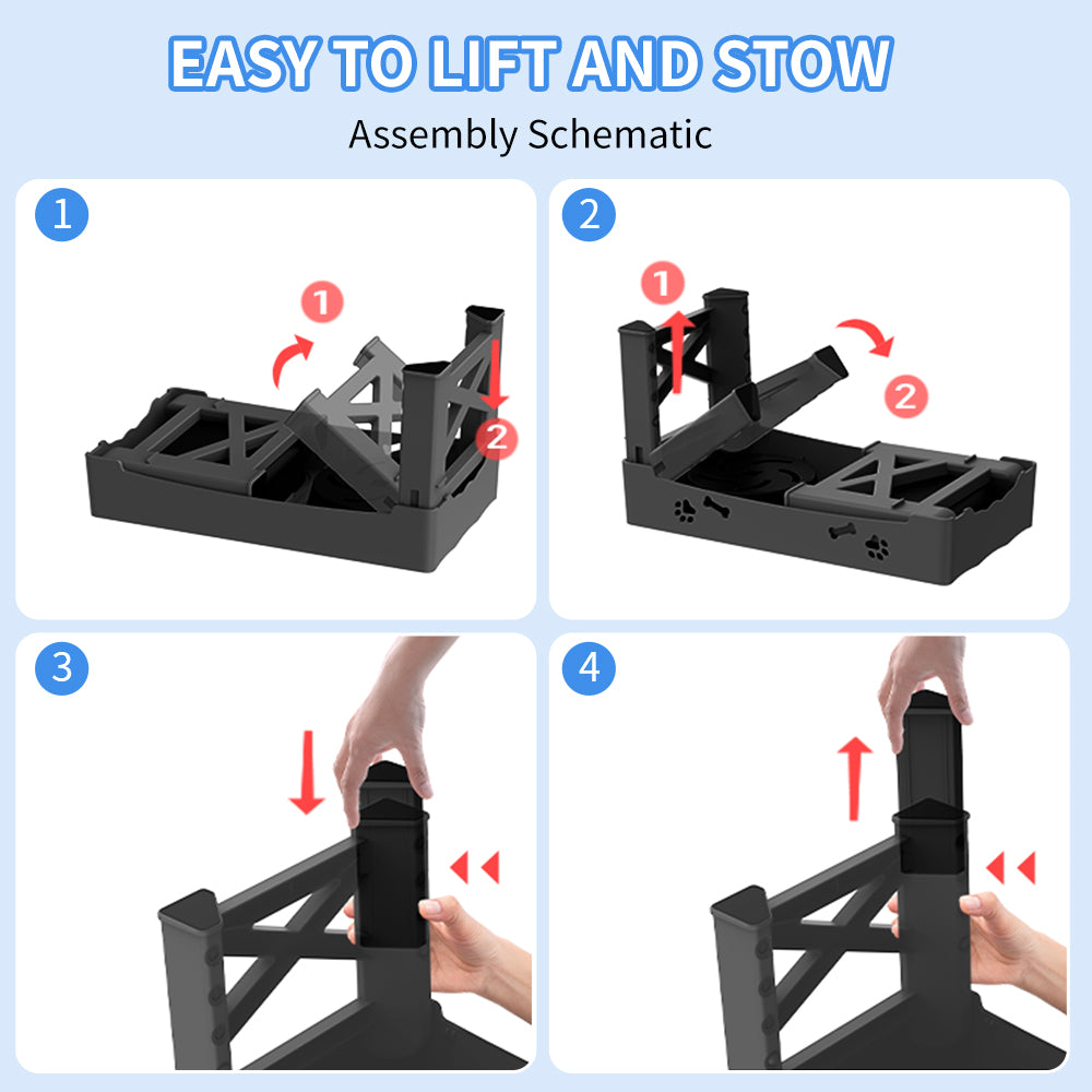 2-in-1 Elevated Slow Feeding Dog Bowl Adjustable Height for Small to Medium Dogs and Cats