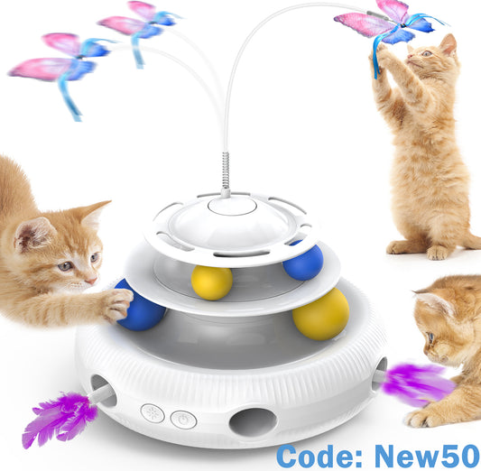 Juguete inteligente para gatos giratorio con forma de mariposa 3 en 1