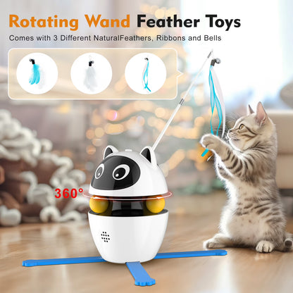 Cornmi Indoor Automatic Cat Toy with Laser, Feather, and Rechargeable Features
