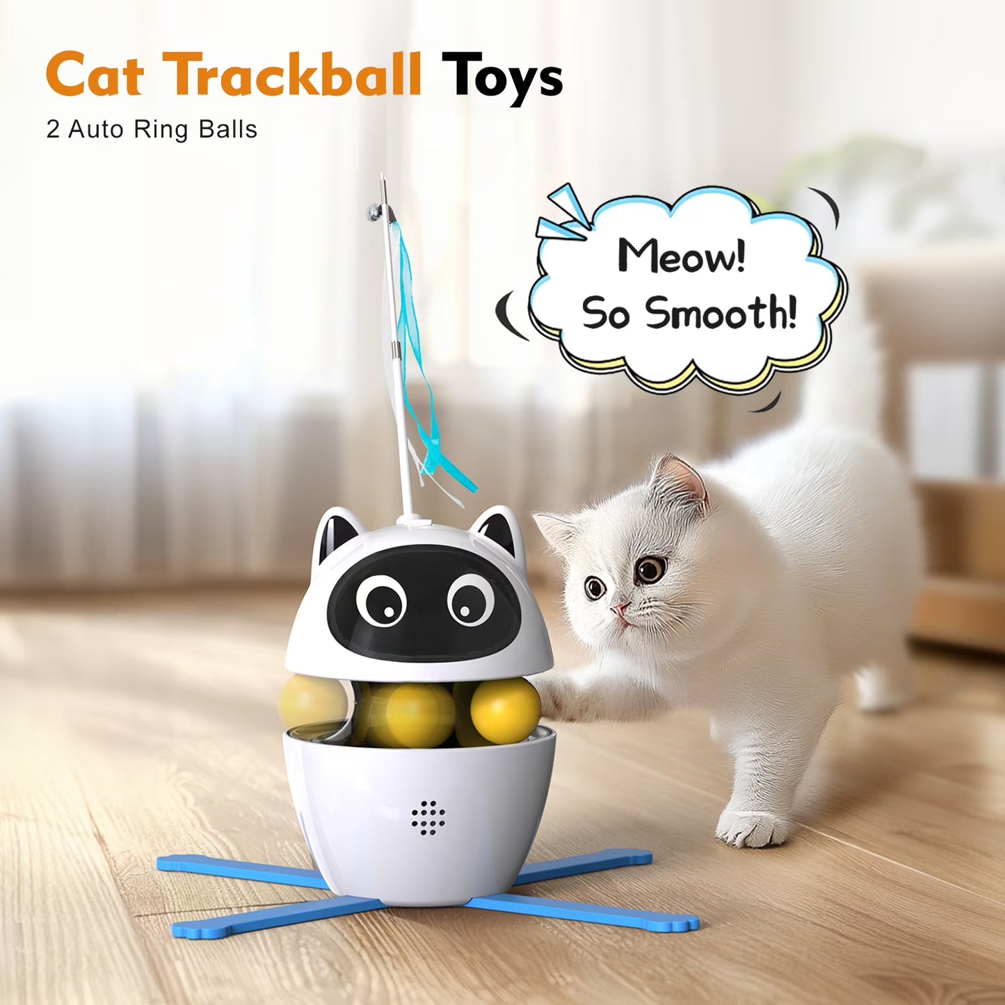 Cornmi Indoor Automatic Cat Toy with Laser, Feather, and Rechargeable Features