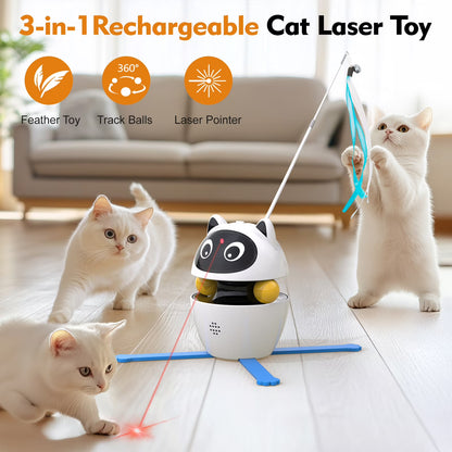 Cornmi Indoor Automatic Cat Toy with Laser, Feather, and Rechargeable Features