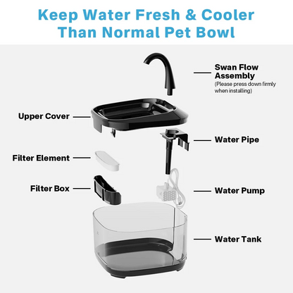 Swan Head Cat Pet Drinking Fountain 3.2L ABS+PC