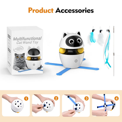 Cornmi Indoor Automatic Cat Toy with Laser, Feather, and Rechargeable Features