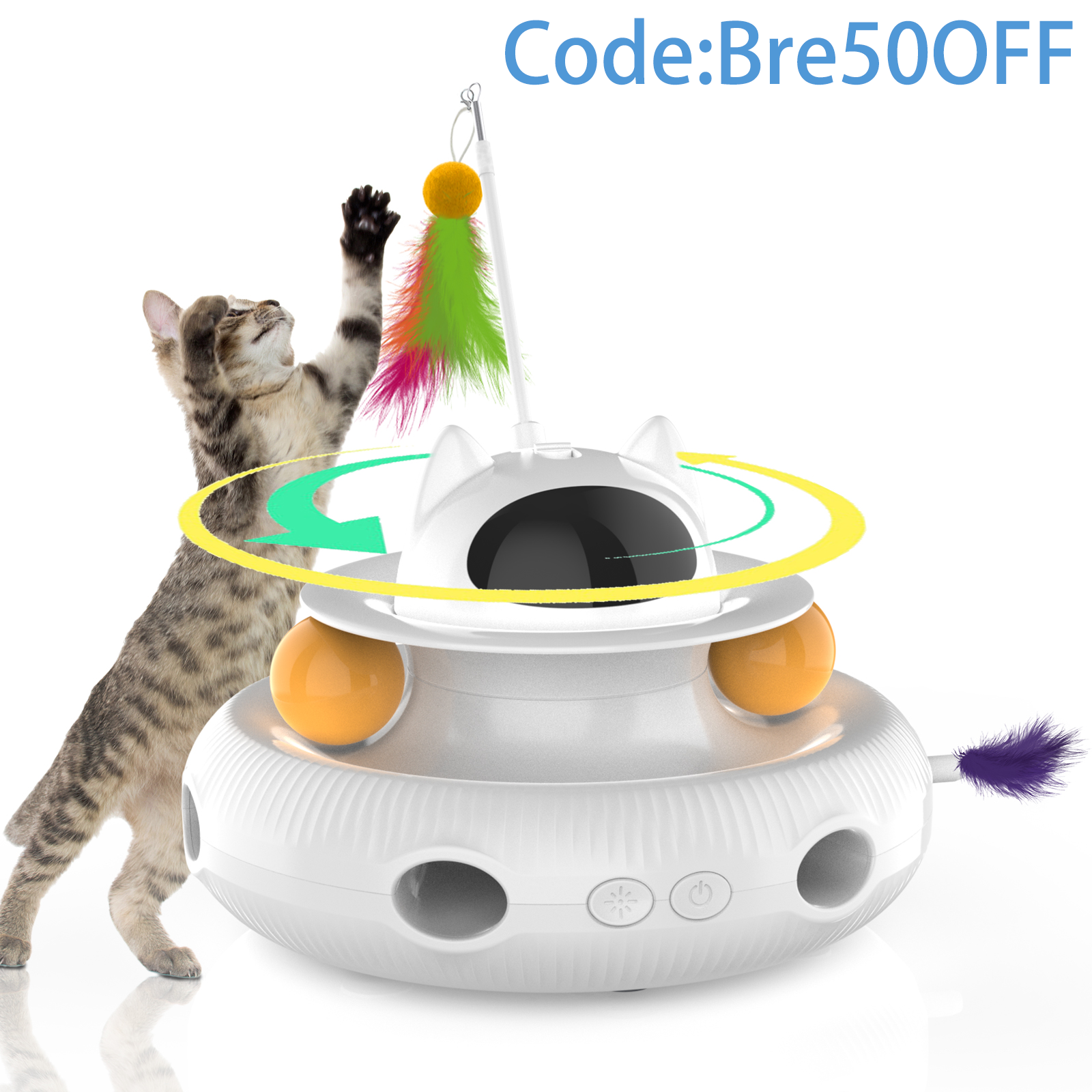 Electronic Magic Smart Cat Teaser Rotating Toy - Moebypet