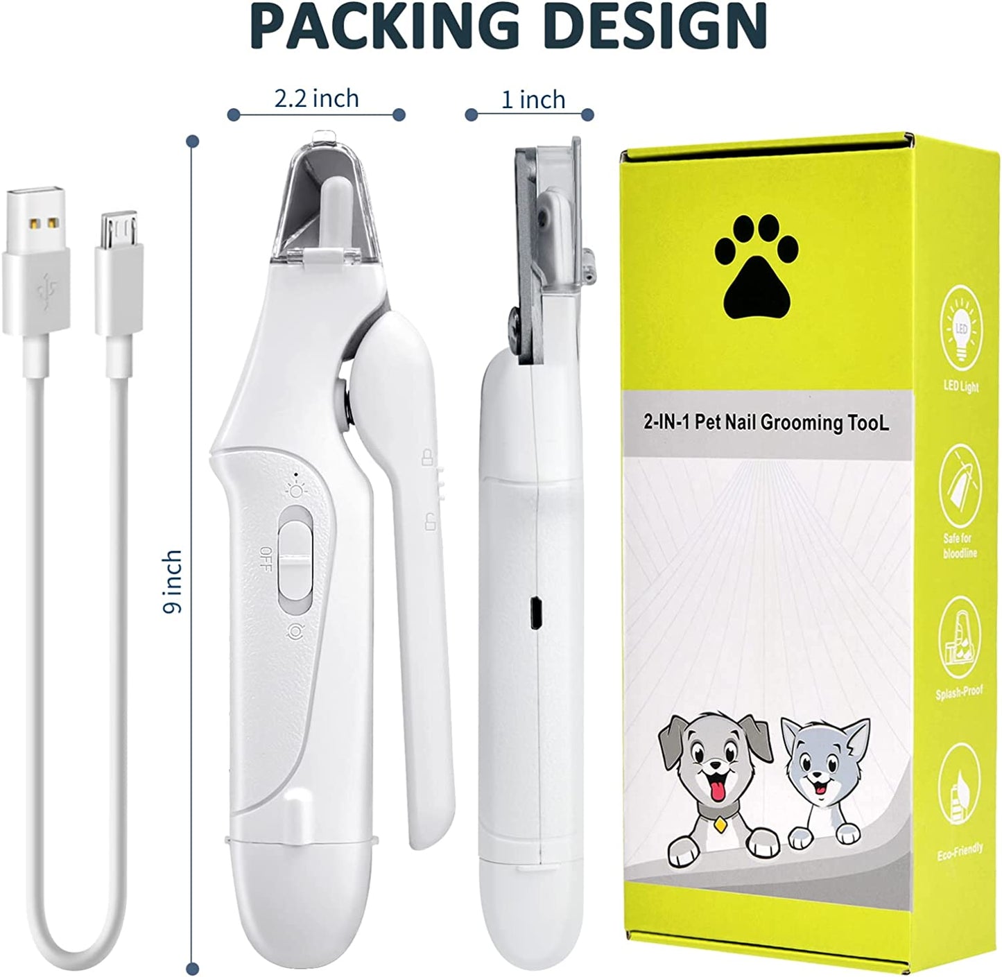 Upgraded 2-in-1 Electric Dog Nail Clippers